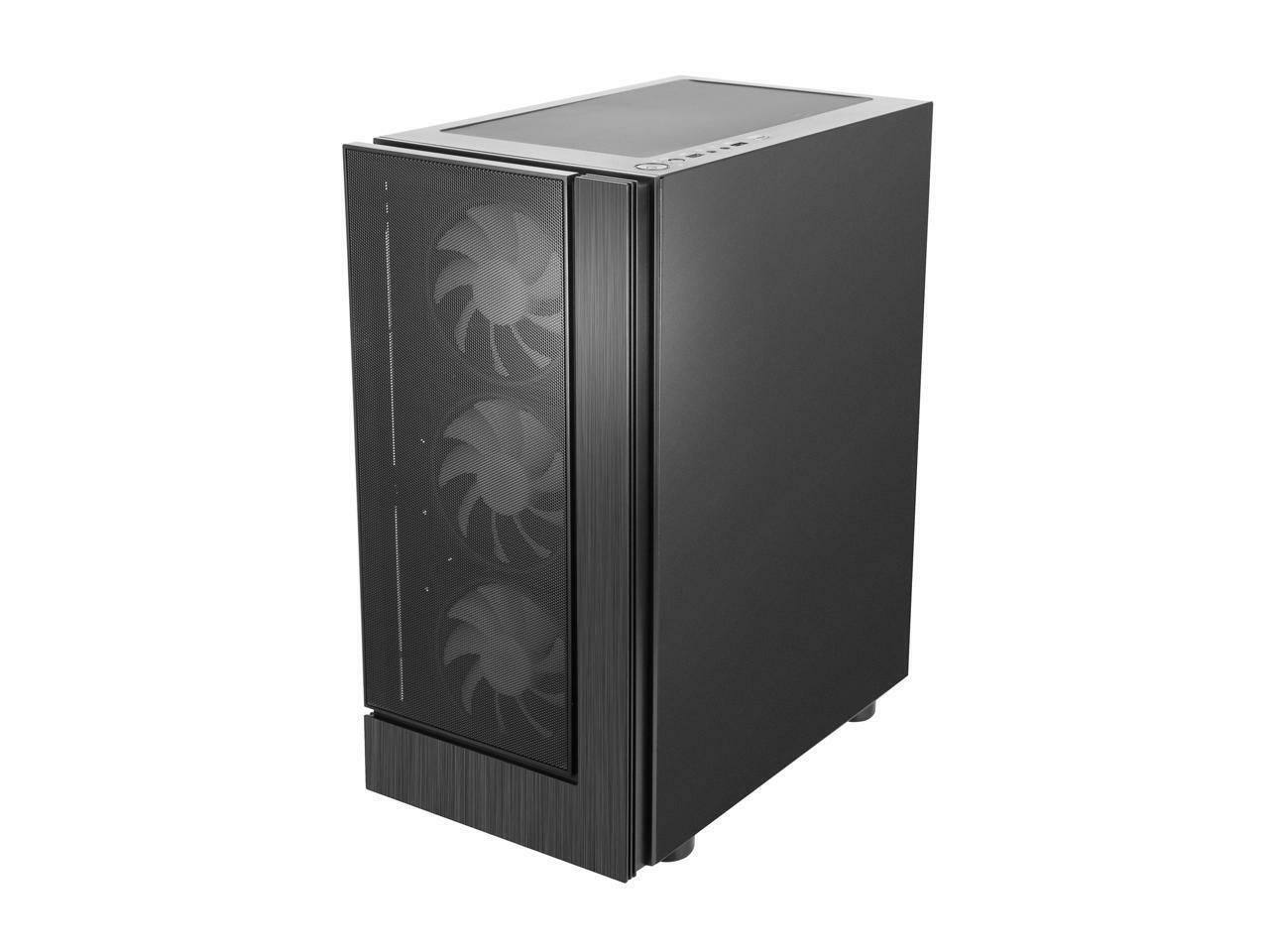 DIYPC Shadow-H3-Argb Black Steel / Tempered Glass ATX Mid Tower Computer Case 