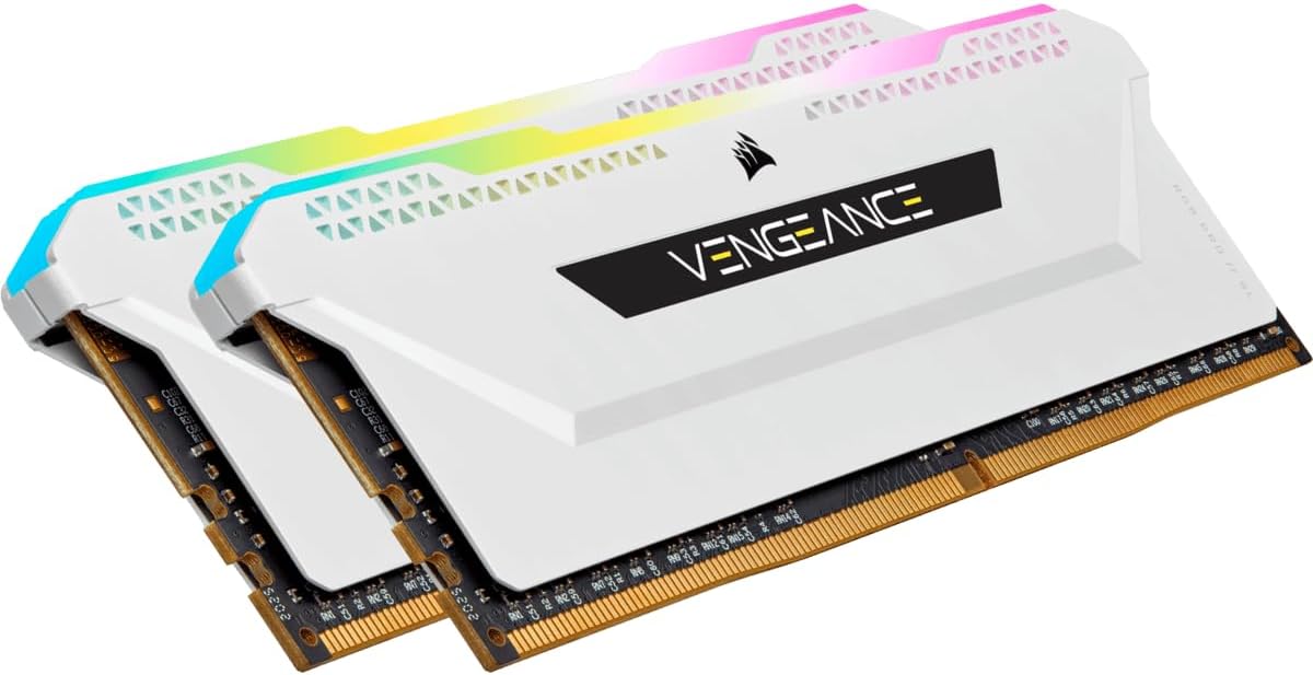 CORSAIR VENGEANCE RGB PRO SL DDR4 RAM 32GB (2X16Gb) 3600Mhz CL18-22-22-42 1.35V Intel AMD Desktop Computer Memory - White (CMH32GX4M2D3600C18W)