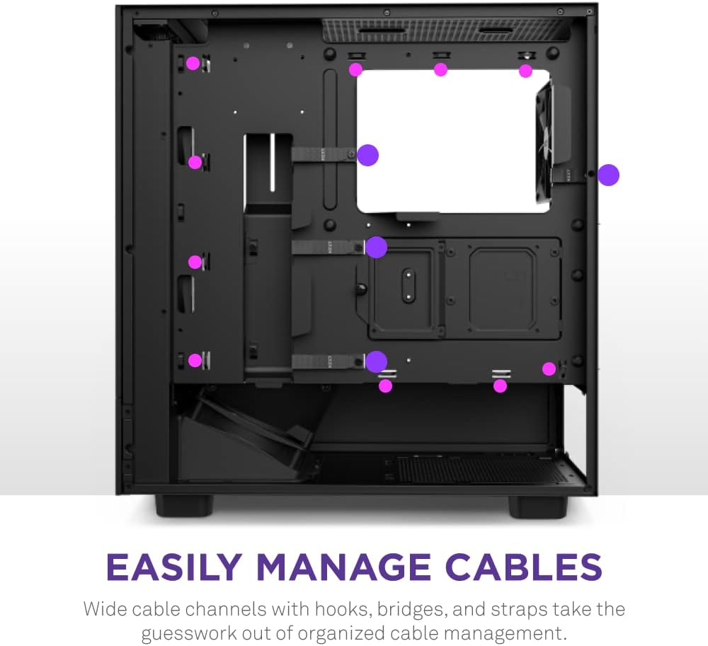 NZXT H5 Flow Compact ATX Mid-Tower PC Gaming Case – High Airflow Perforated Tempered Glass Front/Side Panel – Cable Management – 2 X 120Mm Fans Included – 280Mm Radiator Support – Black