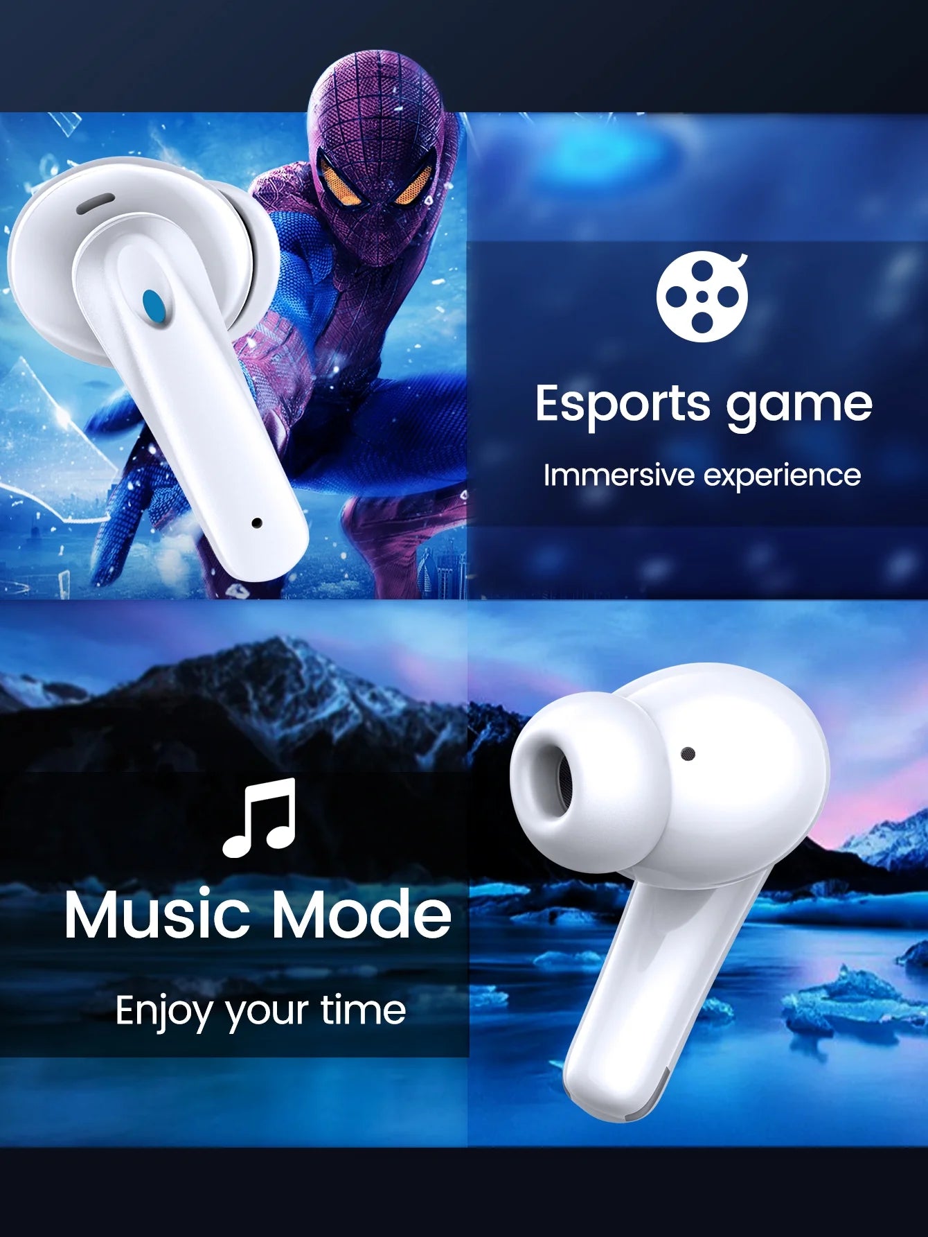 Wireless Earbuds Bluetooth Headset 60 Hours of Battery Life Noise Cancellation Clear Calls Built-In Microphone IPX7 Waterproof V5.3 Bluetooth Stereo Earbuds 