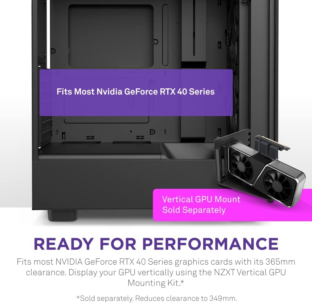 NZXT H5 Flow Compact ATX Mid-Tower PC Gaming Case – High Airflow Perforated Tempered Glass Front/Side Panel – Cable Management – 2 X 120Mm Fans Included – 280Mm Radiator Support – Black