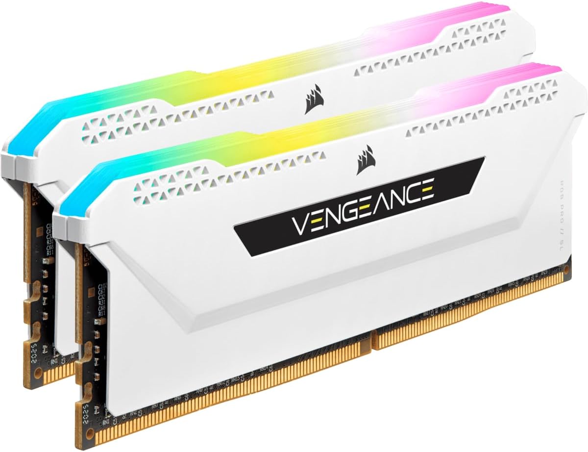 CORSAIR VENGEANCE RGB PRO SL DDR4 RAM 32GB (2X16Gb) 3600Mhz CL18-22-22-42 1.35V Intel AMD Desktop Computer Memory - White (CMH32GX4M2D3600C18W)