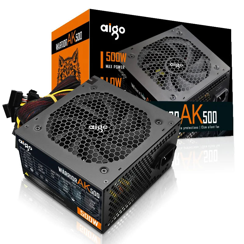 Aigo AK 500w Gaming PC PSU Power Supply 500W ATX Desktop Quiet 120mm RGB Fan main pc store