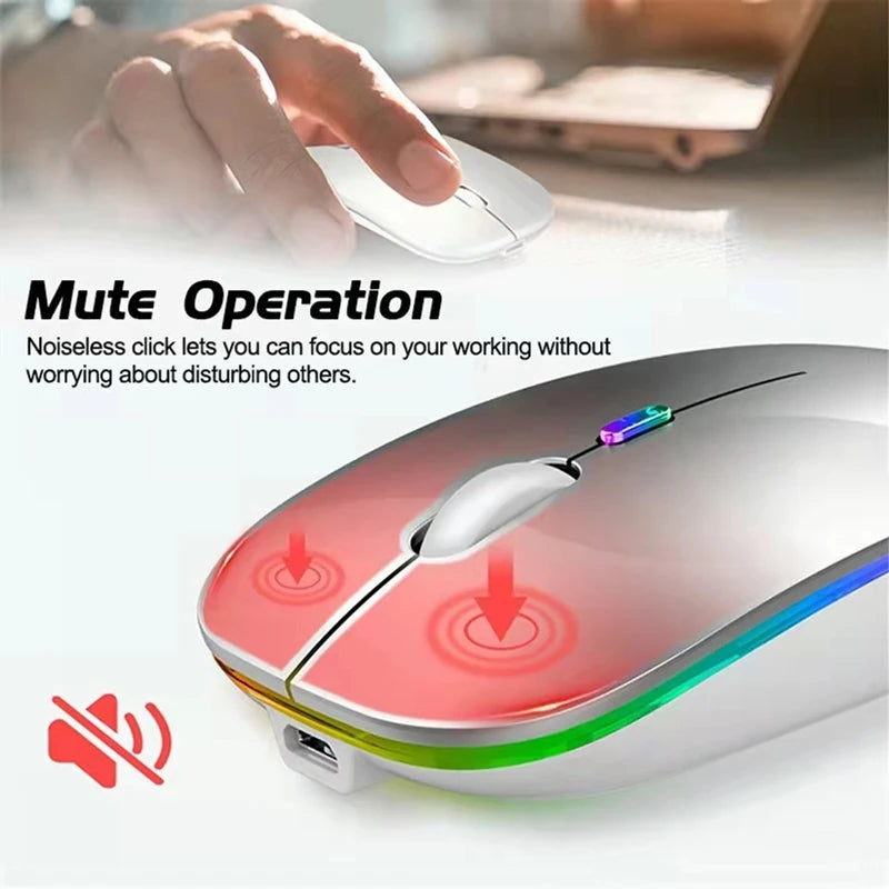 Bluetooth Wireless 2.4GHz Optical Mouse USB Rechargeable RGB Mice for PC Laptop