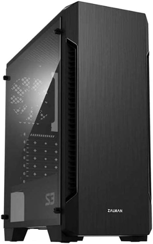 Zalman- S3 - ATX Mid-Tower PC Case - Full Acrylic Side Panel - 3X Case Fan 120Mm Pre-Installed, Black