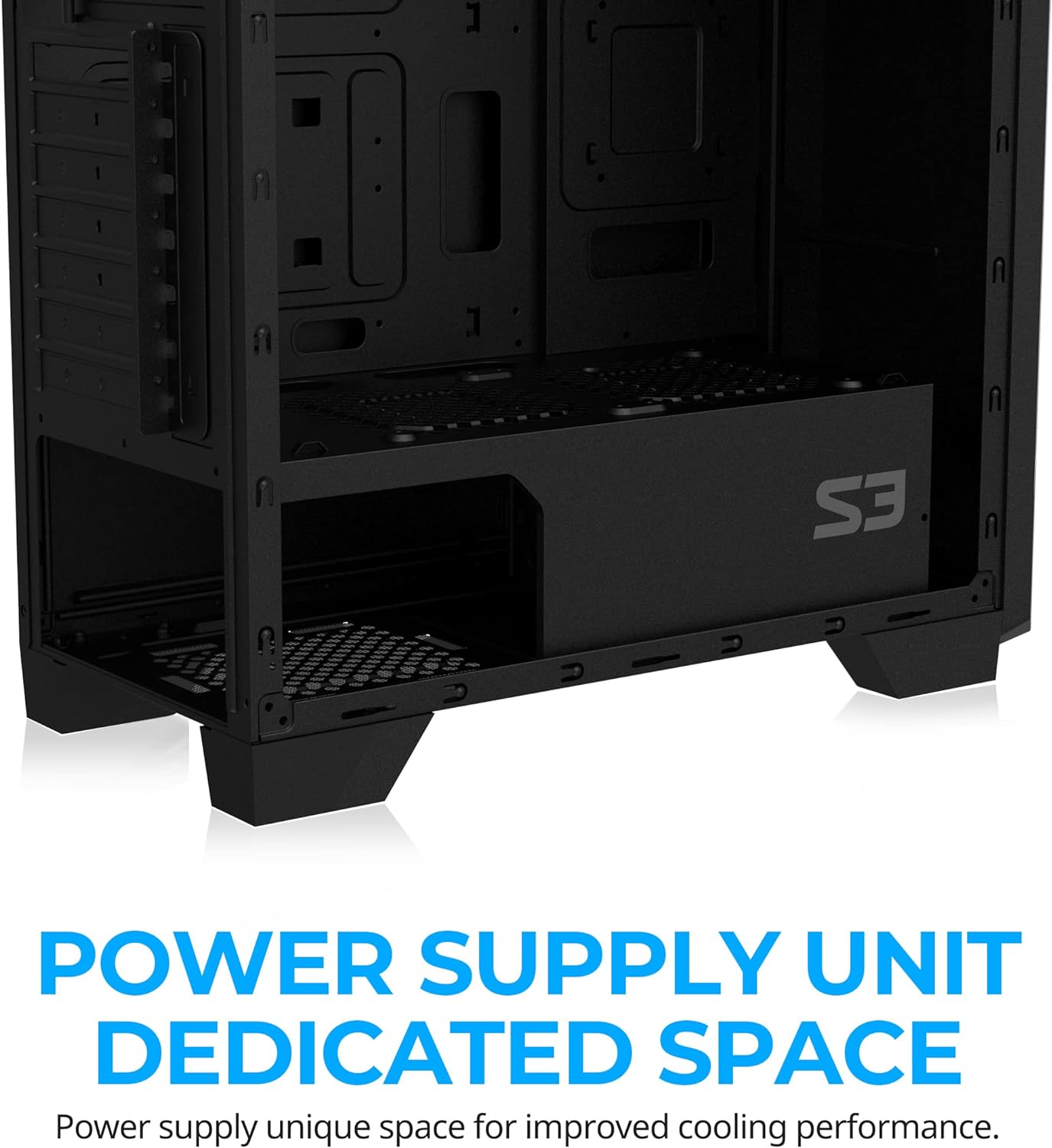 Zalman- S3 - ATX Mid-Tower PC Case - Full Acrylic Side Panel - 3X Case Fan 120Mm Pre-Installed, Black