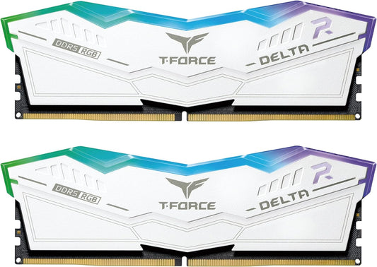 TEAMGROUP T-Force Delta RGB DDR5 Ram 32GB (2X16Gb) 6000Mhz PC5-48000 CL30 Intel XMP 3.0 & AMD Expo Compatible Desktop Memory Module Ram White FF4D532G6000HC30DC01