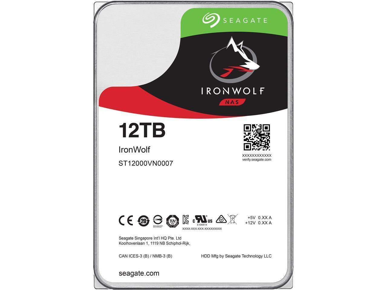 Seagate 12TB Ironwolf 3.5" SATA 7200Rpm Internal Hard Drive HDD ST12000VN0008