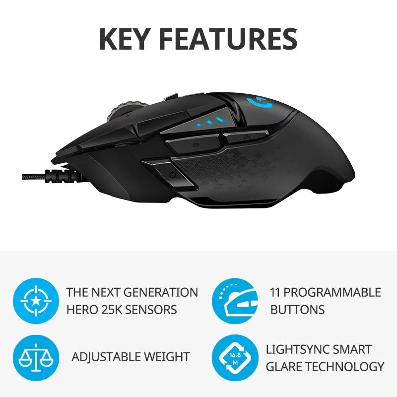 Logitech G502 Hero 2.4GHz 16000 DPI High Performance Wired Gaming Mouse