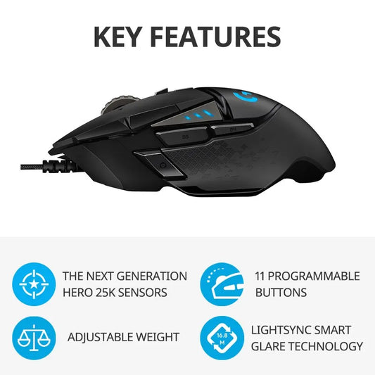 Logitech G502 Hero 2.4GHz 16000 DPI High Performance Wired Gaming Mouse