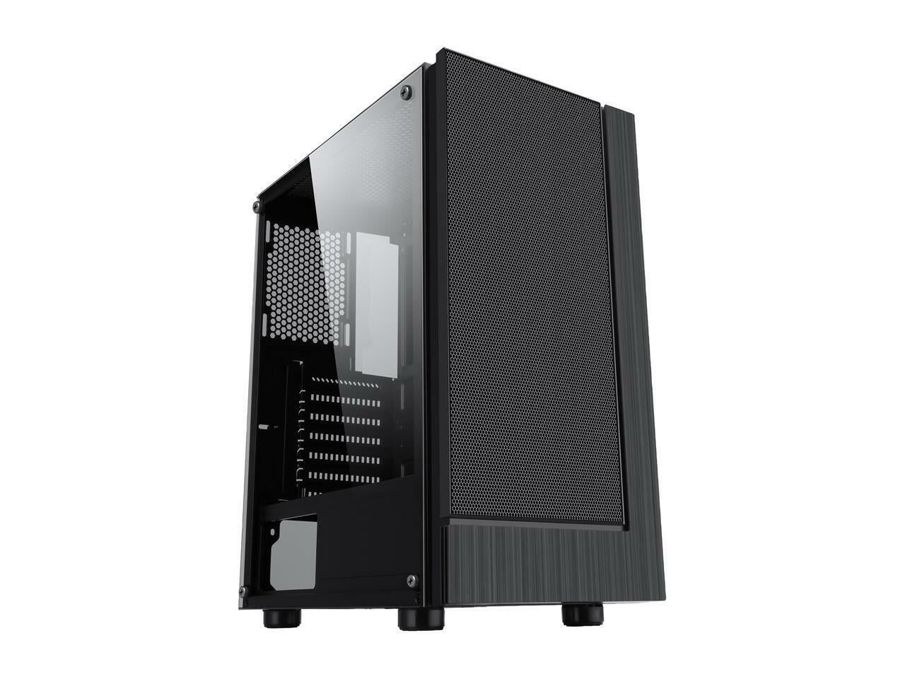 DIYPC Shadow-H3-Argb Black Steel / Tempered Glass ATX Mid Tower Computer Case 