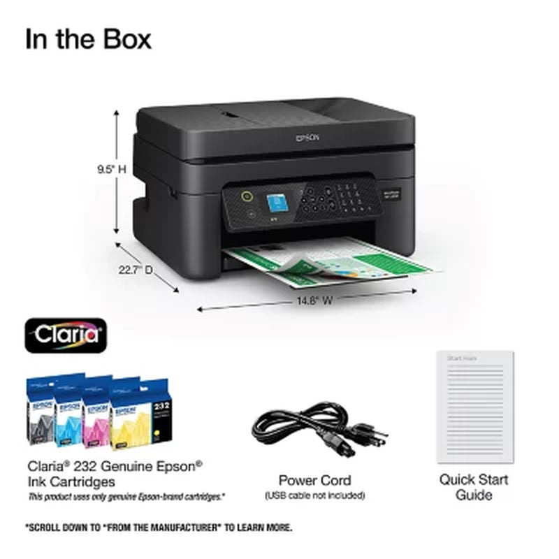 Epson Workforce WF-2930 All-In-One Inkjet Printer C11CK63201-C Ink Included