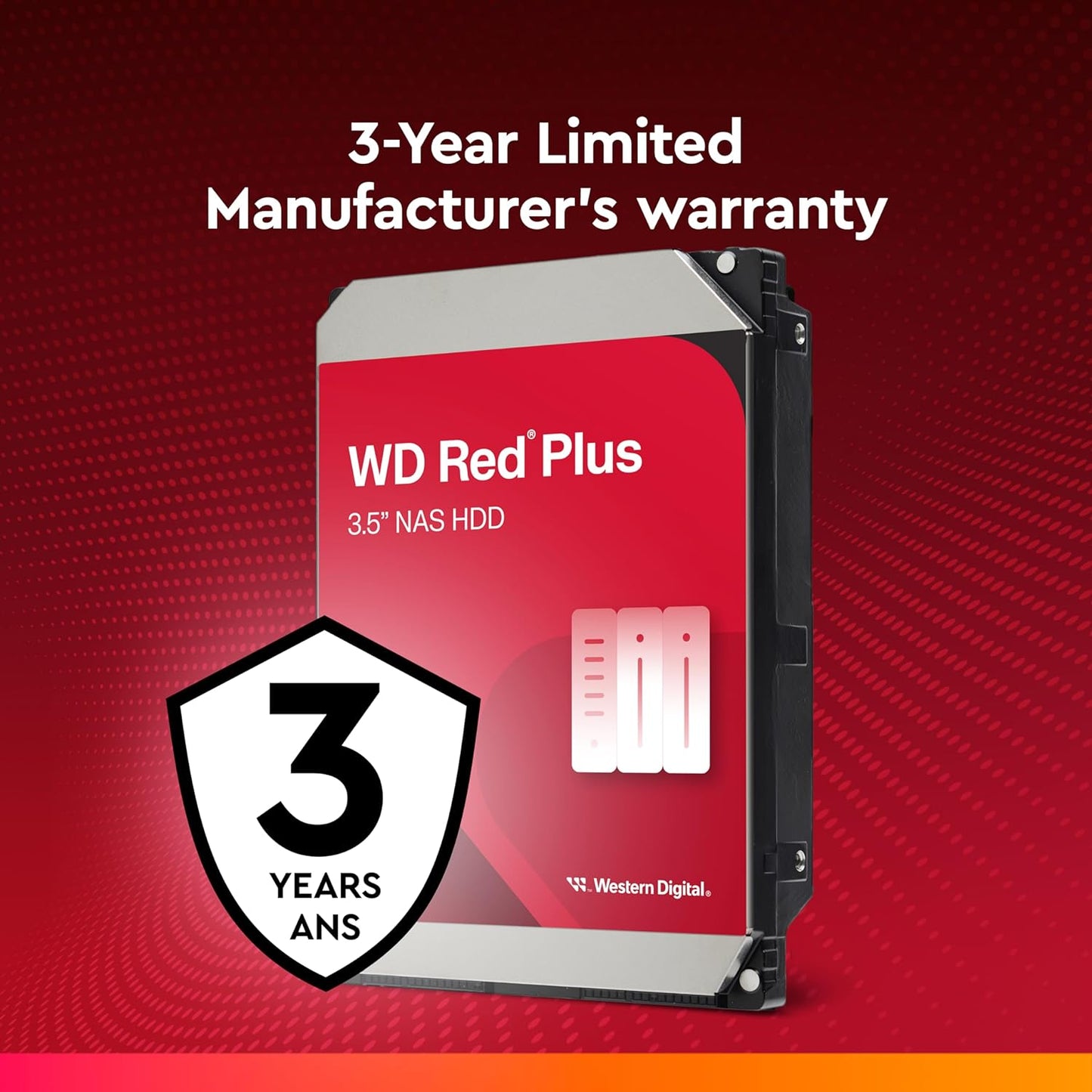 WD 4TB Red plus NAS Internal Hard Drive HDD - 5400 RPM, SATA 6 Gb/S, CMR, 256 MB Cache, 3.5" -WD40EFPX