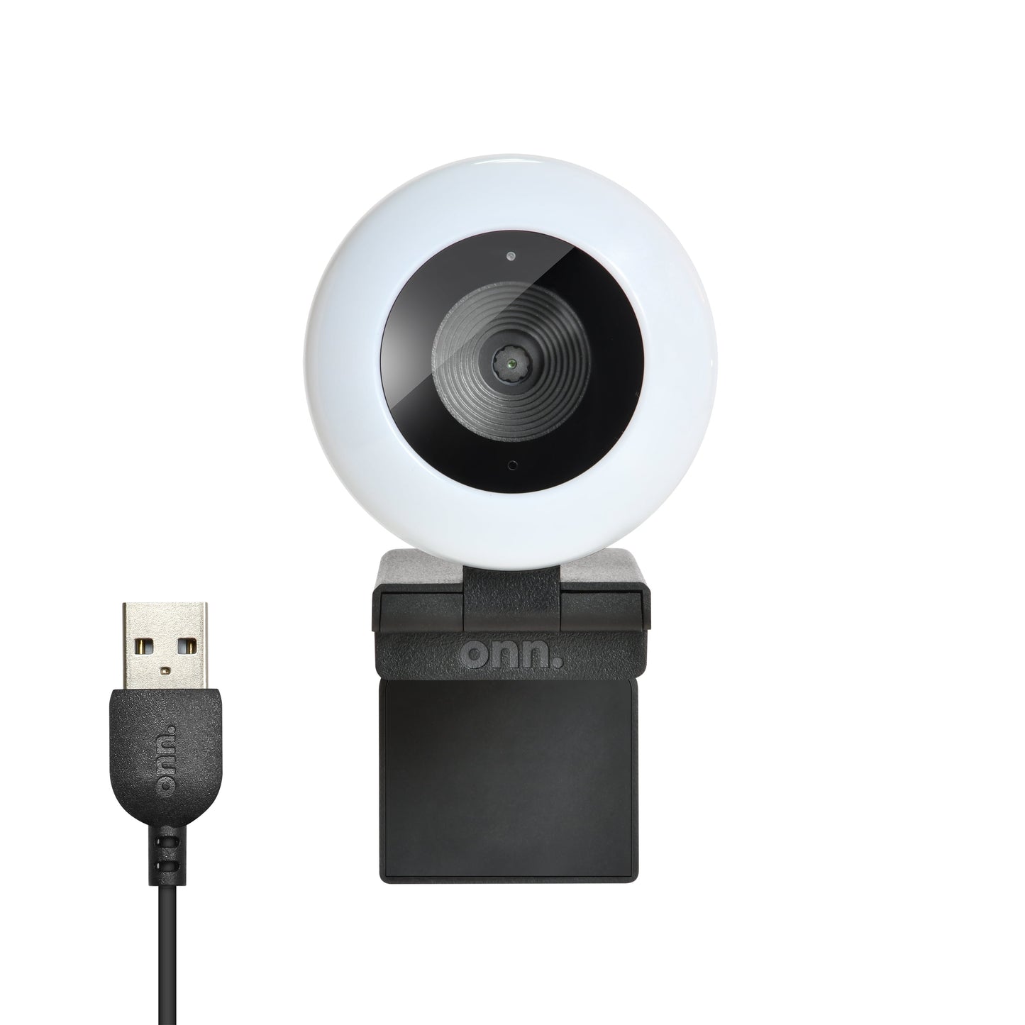 Webcam with Ring Light 3 LED Levels Autofocus Built-In Microphone White & Black