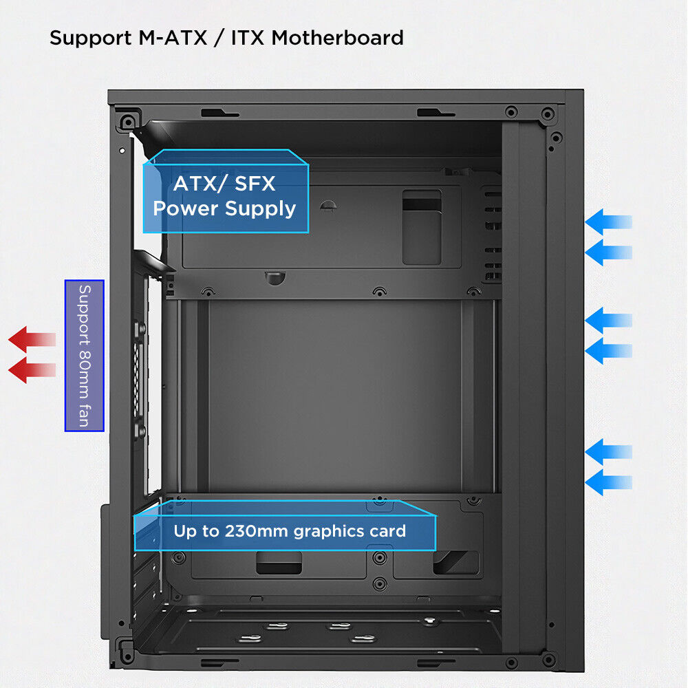 Micro ATX Gaming Office Home Computer PC Case AMD Intel Support M-ATX ITX