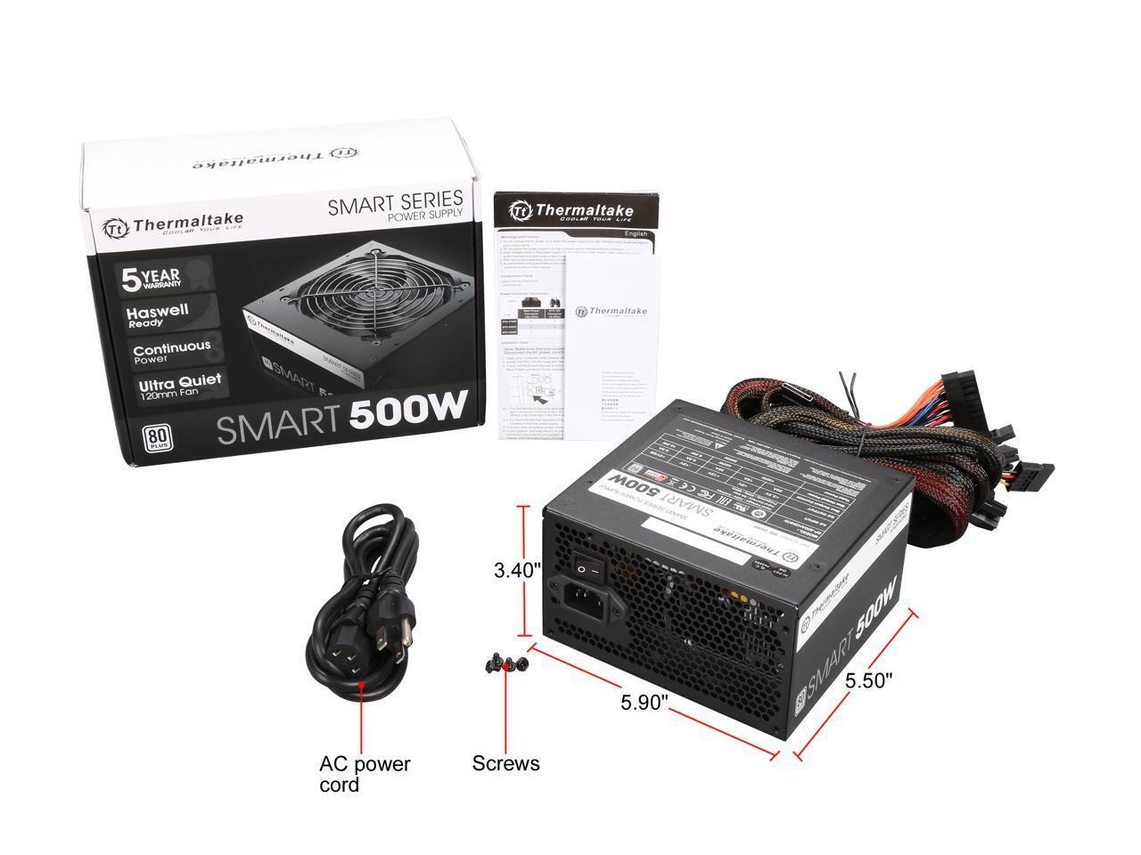 Thermaltake Smart Series 500W Sli/Crossfire Ready Continuous Power ATX 12V V2.3